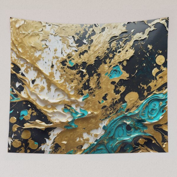 Item preview, Abstract Teal And Gold Paint Splatter Splash Black White Texture designed and sold by Moonsiess.