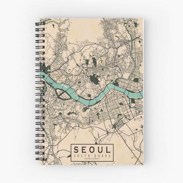 Artikelvorschau, Seoul Stadtplan von Südkorea - Vintage entworfen und verkauft von deMAP.