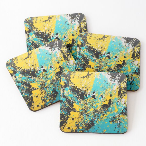 Item preview, Abstract Teal And Gold Paint Splash Splatter Pattern designed and sold by Moonsiess.
