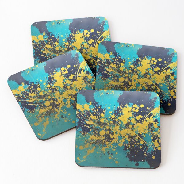 Item preview, Color Splash Blue Teal And Gold Paint Splatter  designed and sold by Moonsiess.
