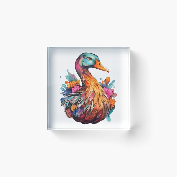 Item preview, Psychedelic Duck Splash Watercolor Portrait designed and sold by meganohm.