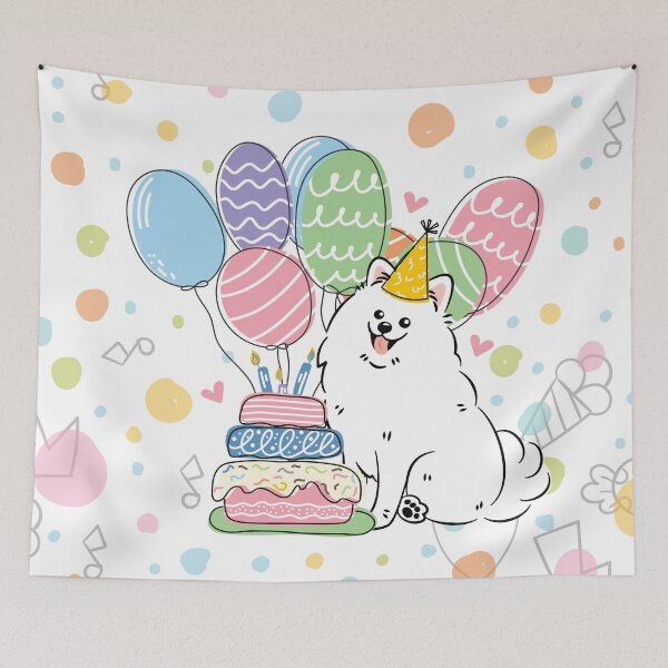 Item preview, American Eskimo Dog Eskie Birthday Party  designed and sold by Lulupainting.