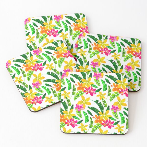 Item preview, Tropical Banana Leaf Hibiscus Pattern designed and sold by KatrinMcgooganArt.