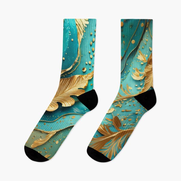 Item preview, Abstract Teal And Golden Autumn Leaves designed and sold by Moonsiess.