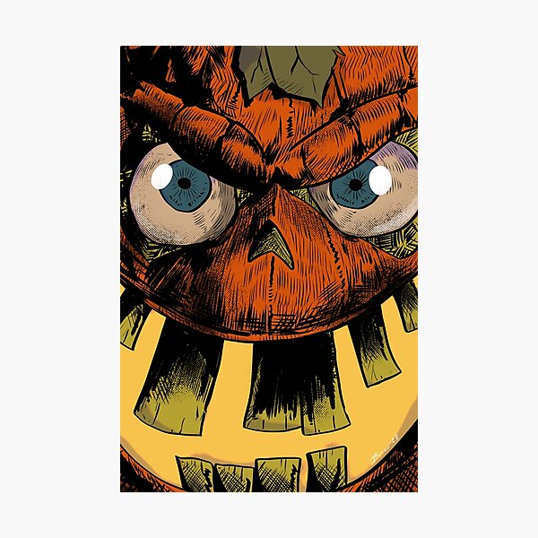 Smiling Halloween Pumpkin Animated Comic Character Art Photographic Print