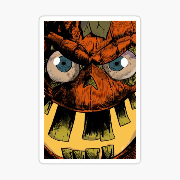 Smiling Halloween Pumpkin Animated Comic Character Art Sticker