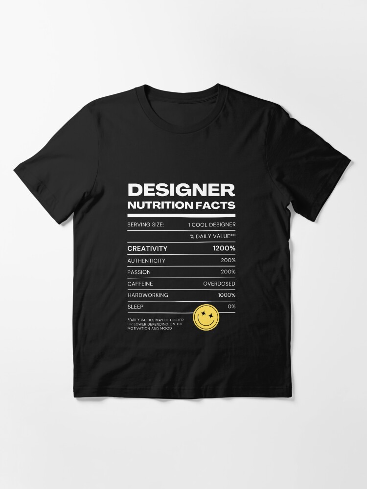 Nahrwertangaben fur Designer Version mit weiBer Schrift Essential T Shirt