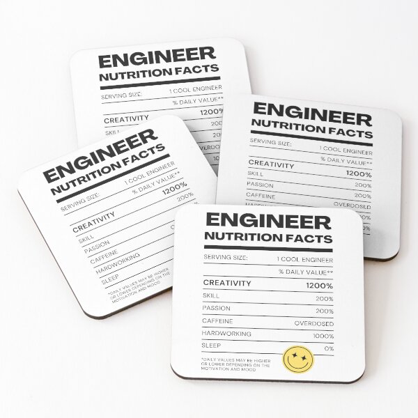 Item preview, Engineer Nutrition Facts (Black Font Version) designed and sold by QuixoticDigital.