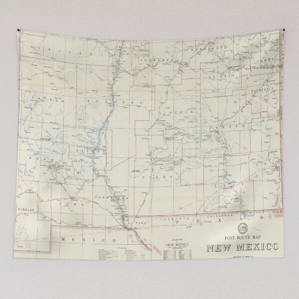 Item preview, Vintage New Mexico Postal Routes Map (1952) designed and sold by BravuraMedia.