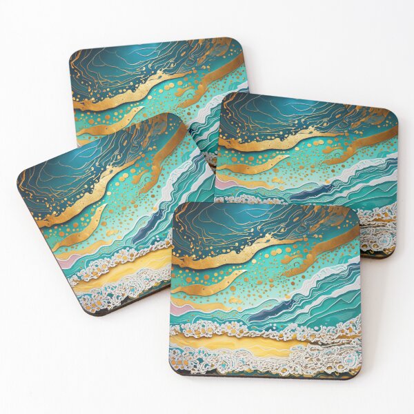 Item preview, Abstract Teal And Golden Pattern Golden Splash Foamy Waves Glitter Effect designed and sold by Moonsiess.