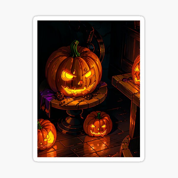 Halloween Jack o Lantern Pumpkin Spooky Digital Art Sticker
