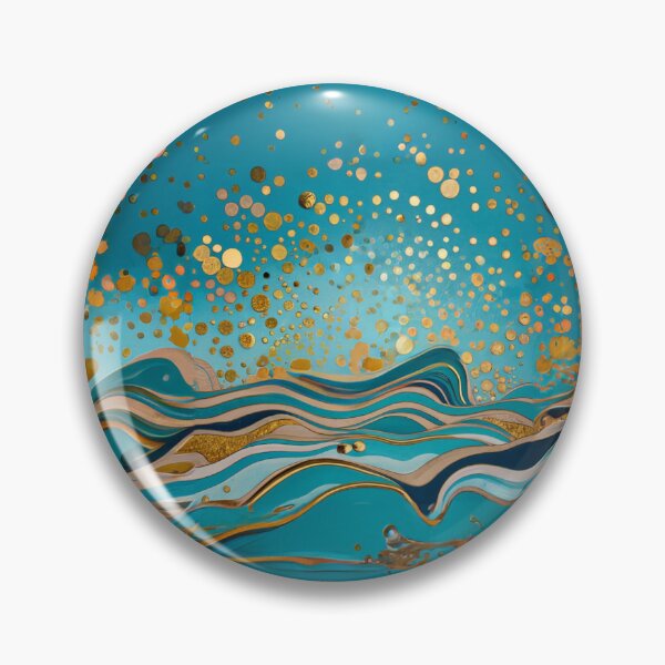 Item preview, Abstract River Teal And Golden Rain Pattern Foamy Waves Dots designed and sold by Moonsiess.
