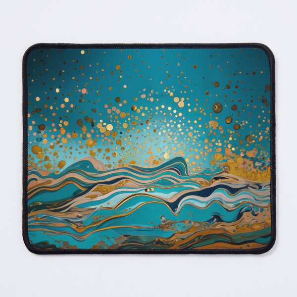 Item preview, Abstract River Teal And Golden Rain Pattern Foamy Waves Dots designed and sold by Moonsiess.