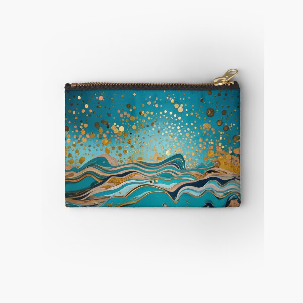Item preview, Abstract River Teal And Golden Rain Pattern Foamy Waves Dots designed and sold by Moonsiess.