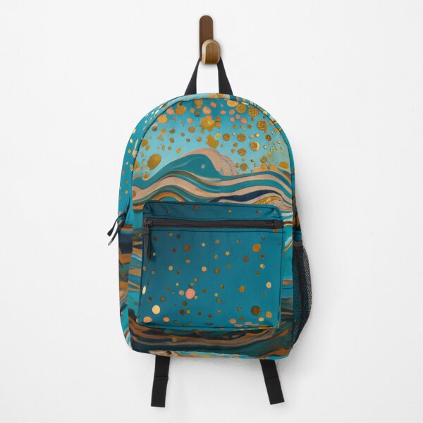 Item preview, Abstract River Teal And Golden Rain Pattern Foamy Waves Dots designed and sold by Moonsiess.