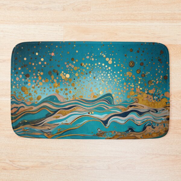 Item preview, Abstract River Teal And Golden Rain Pattern Foamy Waves Dots designed and sold by Moonsiess.