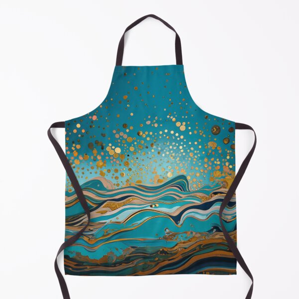 Item preview, Abstract River Teal And Golden Rain Pattern Foamy Waves Dots designed and sold by Moonsiess.