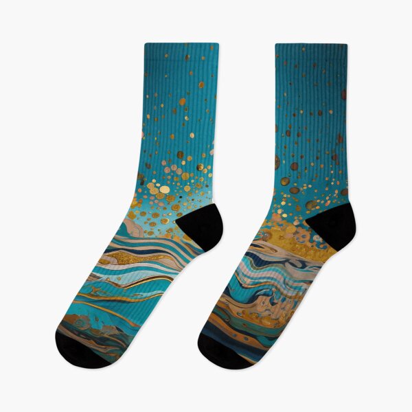 Item preview, Abstract River Teal And Golden Rain Pattern Foamy Waves Dots designed and sold by Moonsiess.