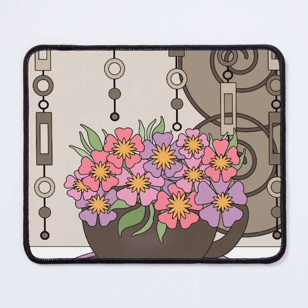 Item preview, Tea print with cup and flowers. Pattern retro colors designed and sold by fuzzyfox.