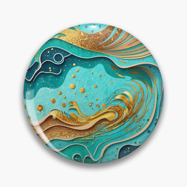 Item preview, Abstract Teal And Golden Pattern Splash Waves Golden Glitter Effect designed and sold by Moonsiess.