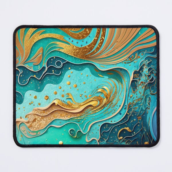 Item preview, Abstract Teal And Golden Pattern Splash Waves Golden Glitter Effect designed and sold by Moonsiess.
