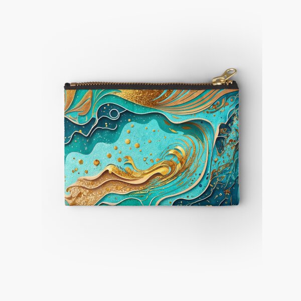 Item preview, Abstract Teal And Golden Pattern Splash Waves Golden Glitter Effect designed and sold by Moonsiess.
