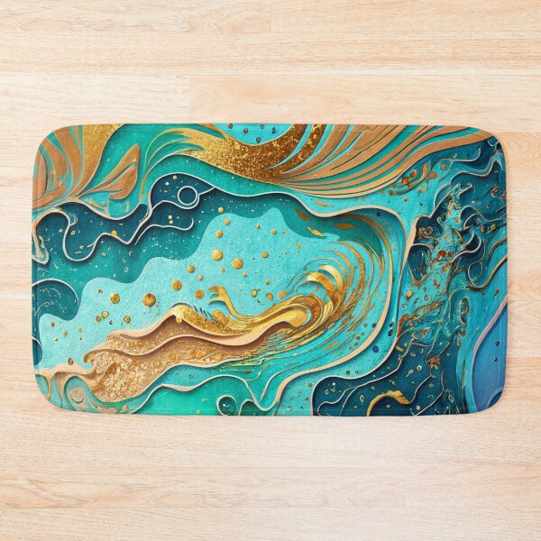 Item preview, Abstract Teal And Golden Pattern Splash Waves Golden Glitter Effect designed and sold by Moonsiess.