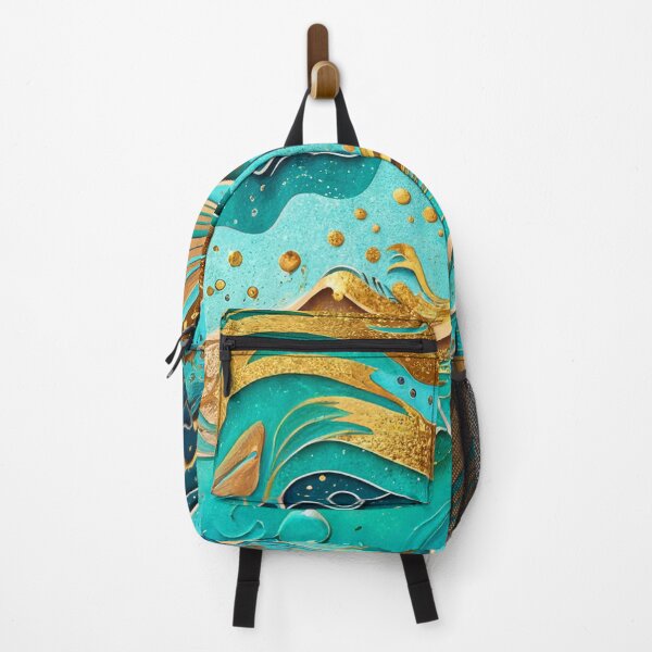 Item preview, Abstract Teal And Golden Pattern Splash Waves Golden Glitter Effect designed and sold by Moonsiess.