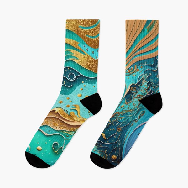 Item preview, Abstract Teal And Golden Pattern Splash Waves Golden Glitter Effect designed and sold by Moonsiess.