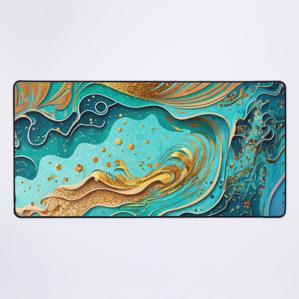 Item preview, Abstract Teal And Golden Pattern Splash Waves Golden Glitter Effect designed and sold by Moonsiess.