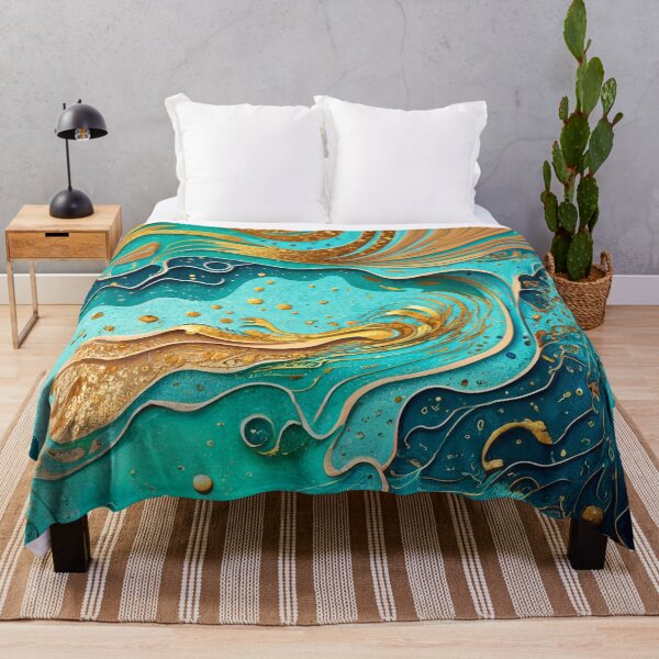 Item preview, Abstract Teal And Golden Pattern Splash Waves Golden Glitter Effect designed and sold by Moonsiess.