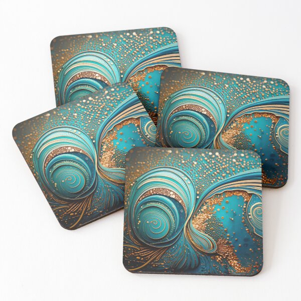 Item preview, Mysterious Abstract Teal And Golden Pattern Golden Splash Glitter Effect designed and sold by Moonsiess.