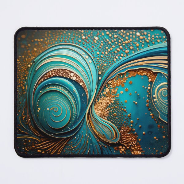 Item preview, Mysterious Abstract Teal And Golden Pattern Golden Splash Glitter Effect designed and sold by Moonsiess.