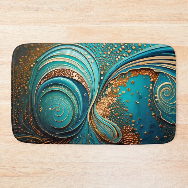 Item preview, Mysterious Abstract Teal And Golden Pattern Golden Splash Glitter Effect designed and sold by Moonsiess.