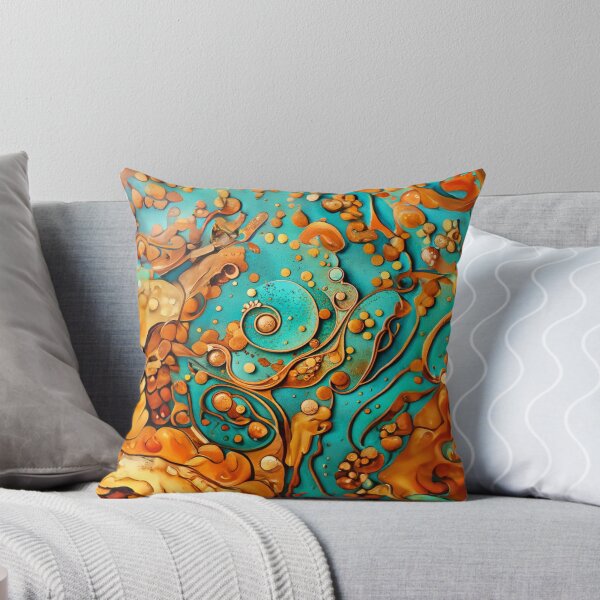 Aperçu de l'œuvre Effet Spirale Abstrait Sarcelle Et Doré Boho Tangerine Mandala créée et vendue par Moonsiess.