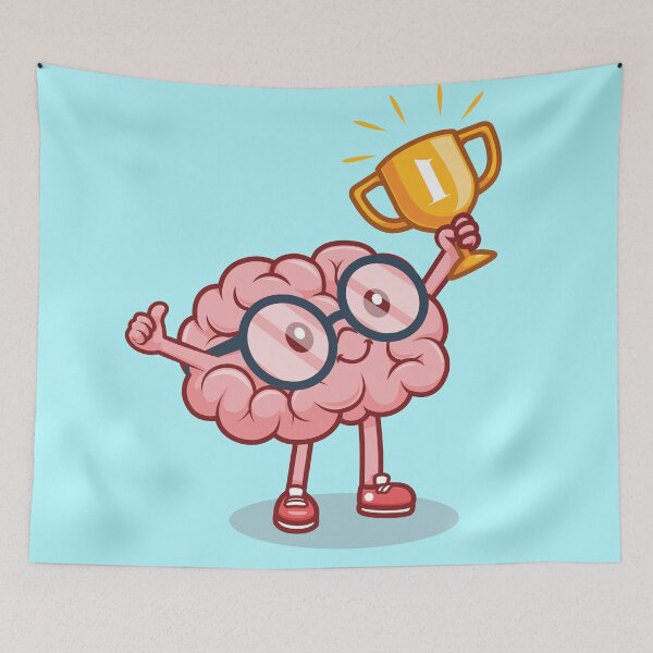 Item preview, Cute Brain Holding Gold Trophy Cartoon Vector Icon designed and sold by hjian8219.