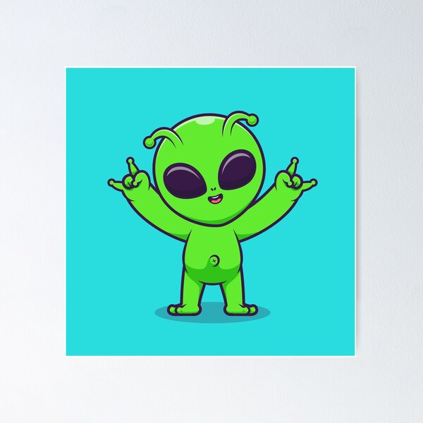 Item preview, Cute Alien with Metal Hand Cartoon Vector Icon designed and sold by hjian8219.