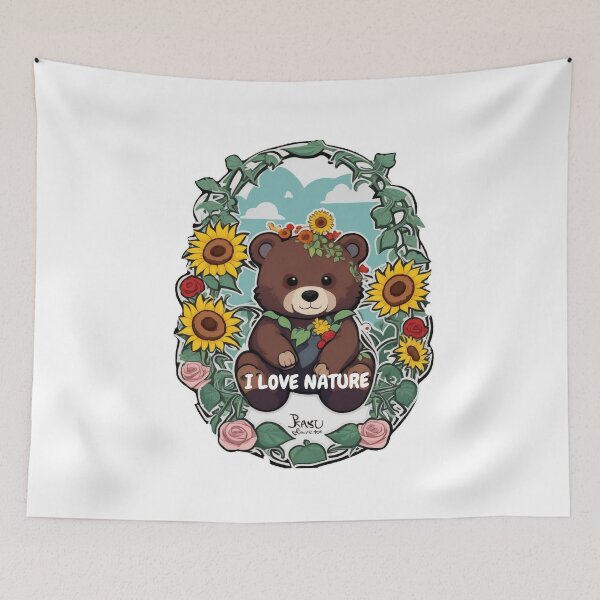 Item preview, Cute tedy bear in a beautiful natural landscape designed and sold by Carlos Gudino.