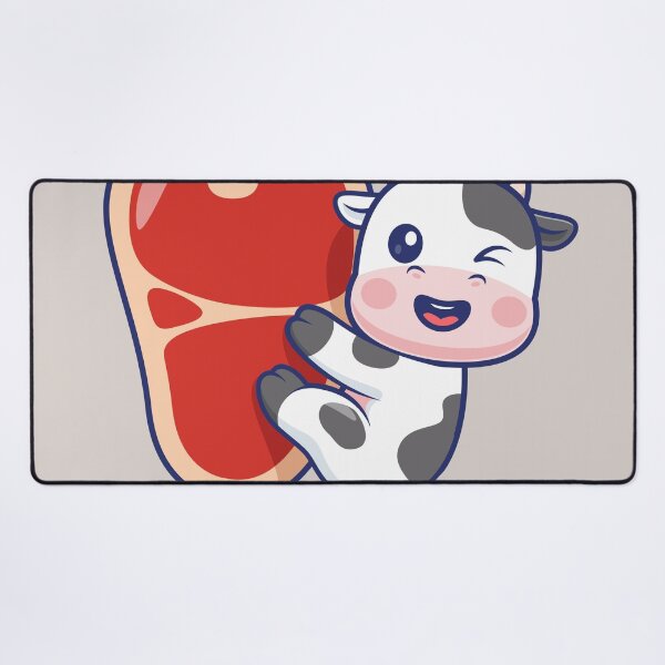 Item preview, Cute Cow with Hanging Meat Steak Cartoon Vector Icon designed and sold by hjian8219.