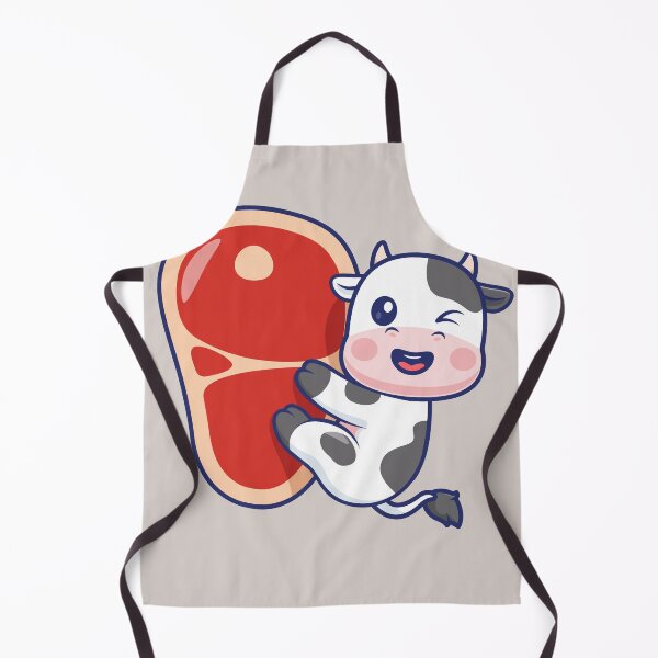 Item preview, Cute Cow with Hanging Meat Steak Cartoon Vector Icon designed and sold by hjian8219.