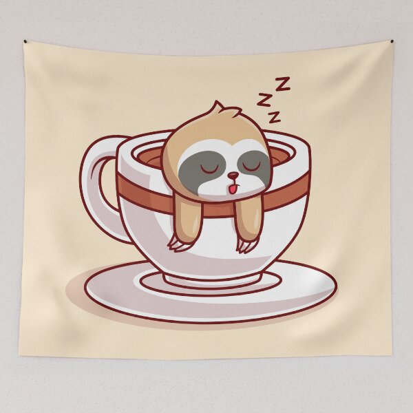 Item preview, Cute Sloth Sleeping in Coffee Cup Cartoon Vector Icon designed and sold by hjian8219.