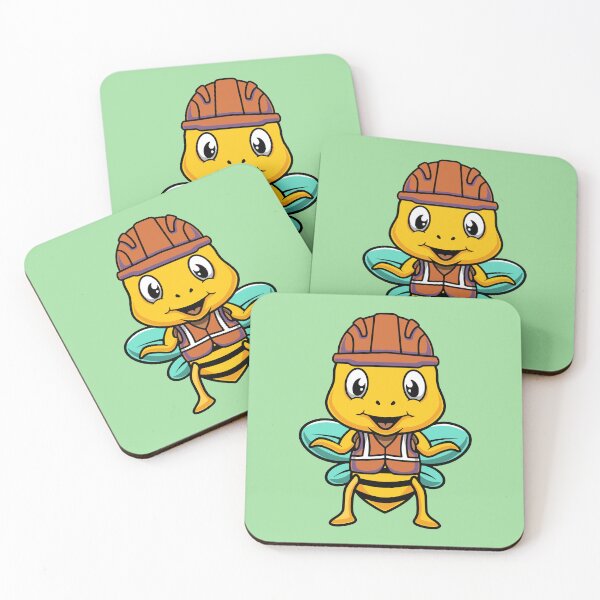 Item preview, Cute bee wearing helmet cartoon illustration designed and sold by cubbone.