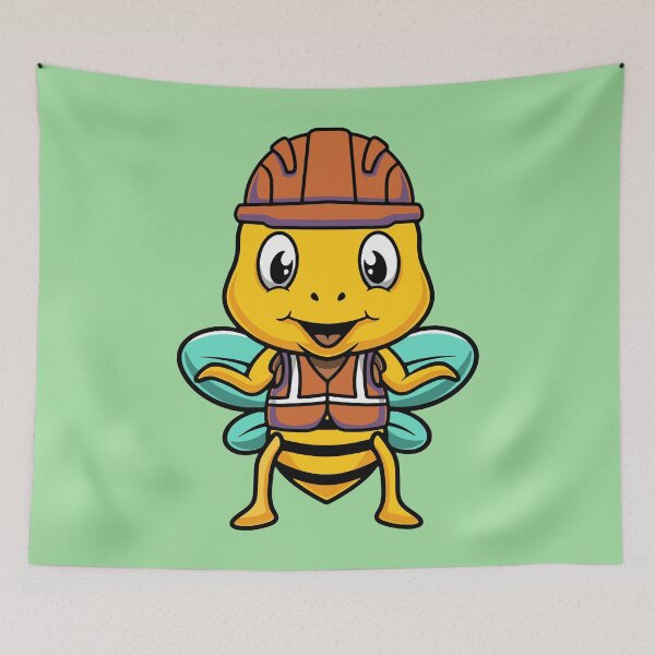 Item preview, Cute bee wearing helmet cartoon illustration designed and sold by cubbone.