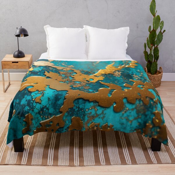 Item preview, Abstract Teal And Golden Pattern Golden Marble Glitter Effect designed and sold by Moonsiess.