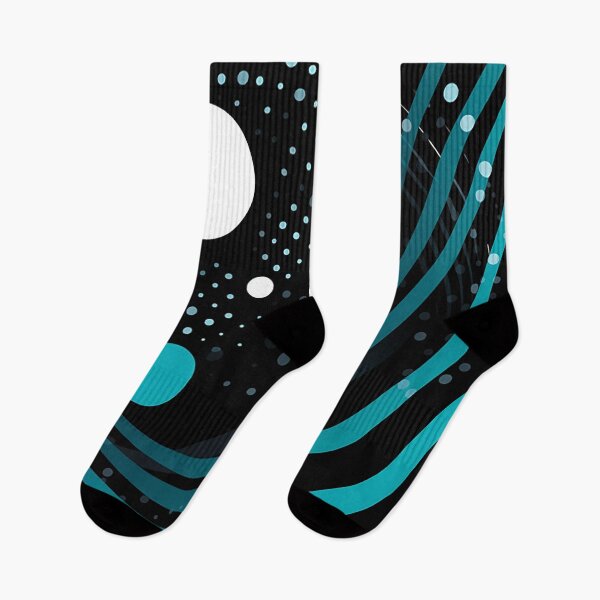 Item preview, Elegant Abstract Fusion - Sleek Lines Meets Polka Dots in Black & Blue designed and sold by PaintbrushPlace.