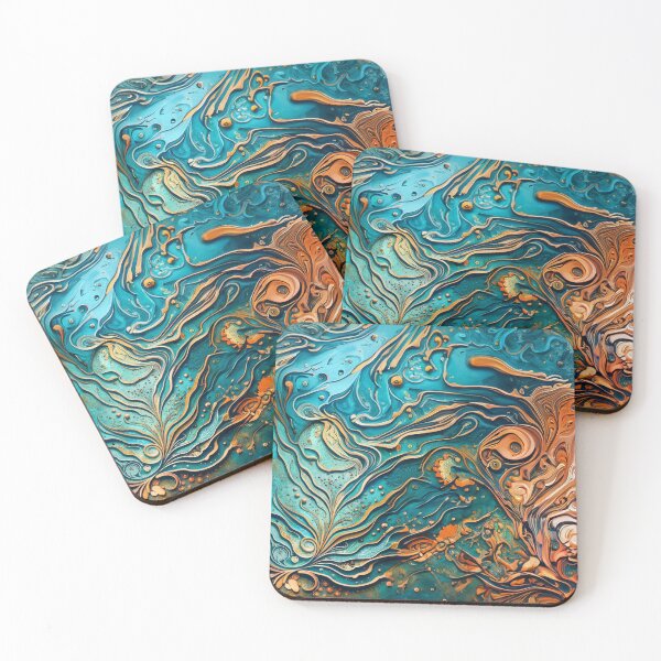 Item preview, Abstract Teal And Golden Pattern Splash Foamy Waves  designed and sold by Moonsiess.