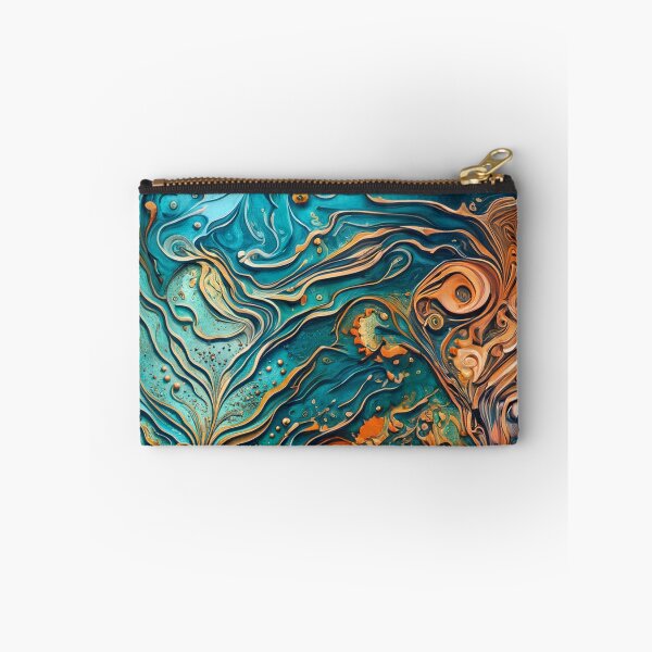 Item preview, Abstract Teal And Golden Pattern Splash Foamy Waves  designed and sold by Moonsiess.
