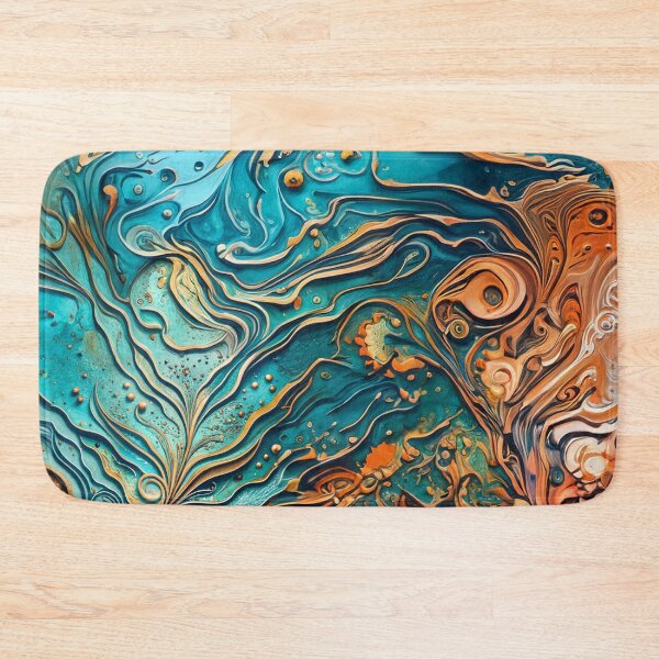Item preview, Abstract Teal And Golden Pattern Splash Foamy Waves  designed and sold by Moonsiess.