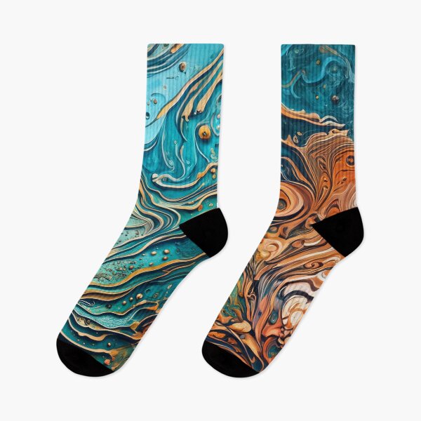 Item preview, Abstract Teal And Golden Pattern Splash Foamy Waves  designed and sold by Moonsiess.
