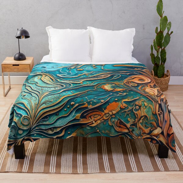 Item preview, Abstract Teal And Golden Pattern Splash Foamy Waves  designed and sold by Moonsiess.